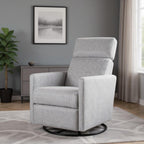 26" Gray Tufted Linen Gliding Swivel Manual Rocker Recliner