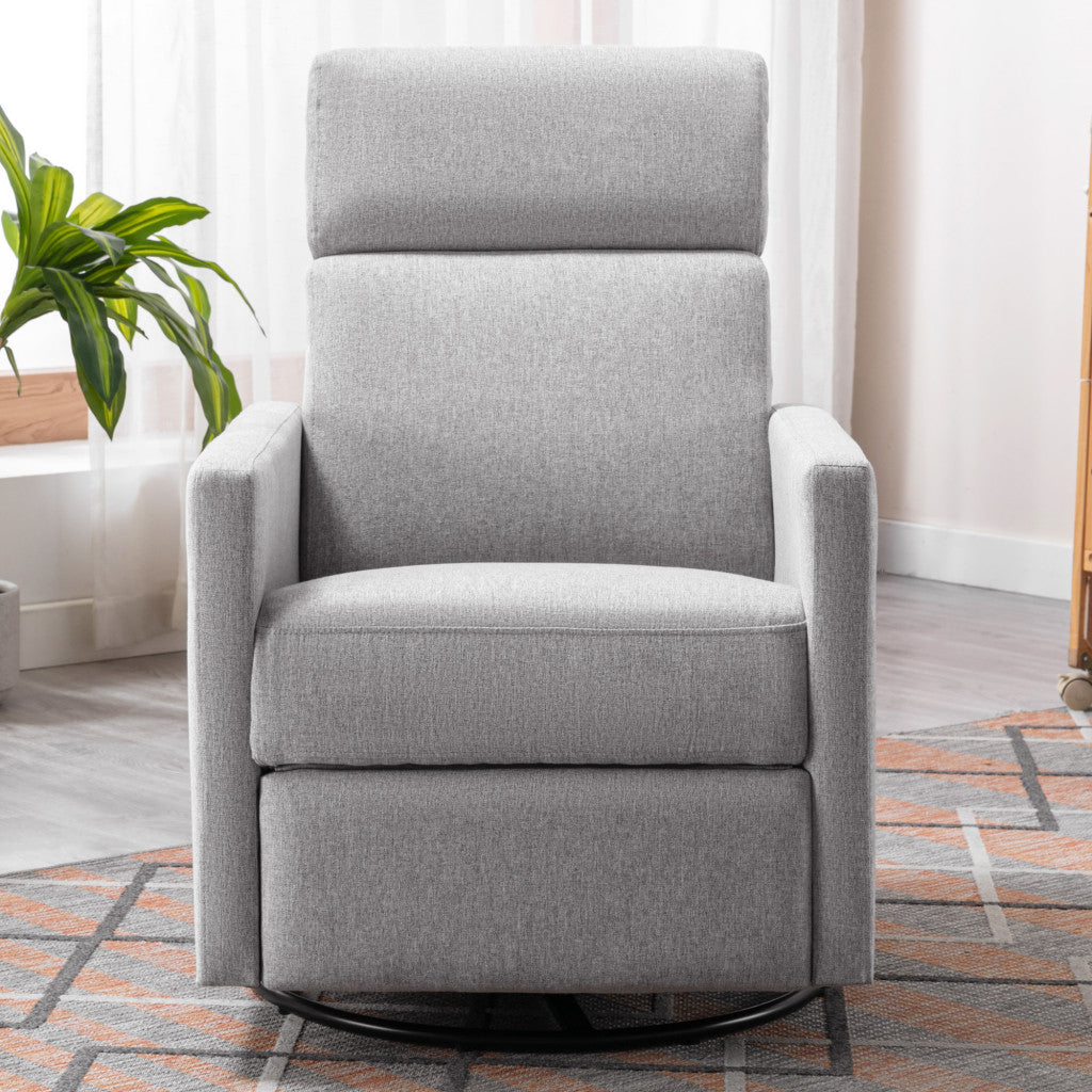 26" Gray Tufted Linen Gliding Swivel Manual Rocker Recliner