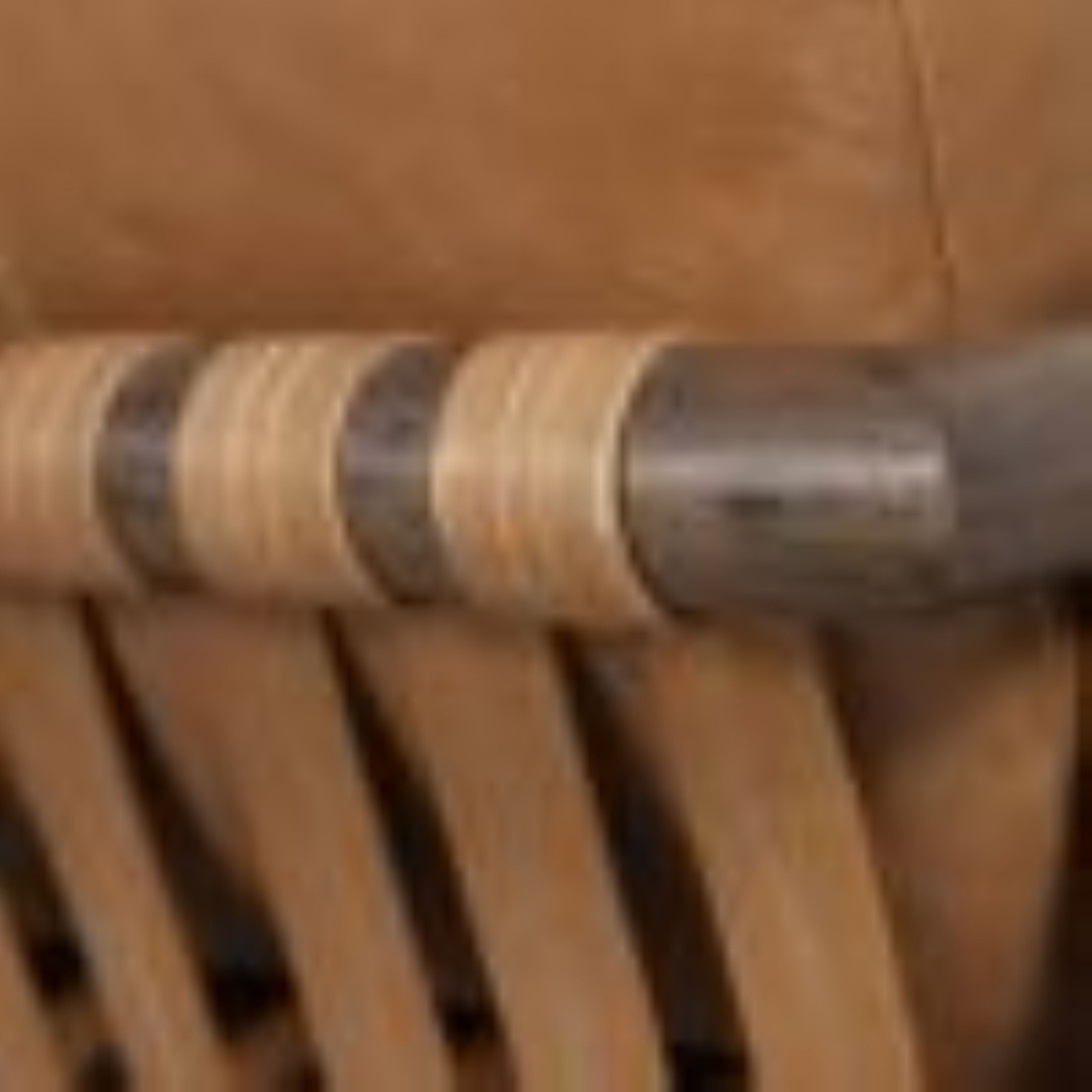 28" Brown Genuine Leather and Solid Wood Arm Chair