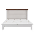 White Wood Queen Murphy Bed With USB And Drawer