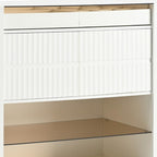 33" White Wood And Glass Six Drawer Island Vanity Dresser