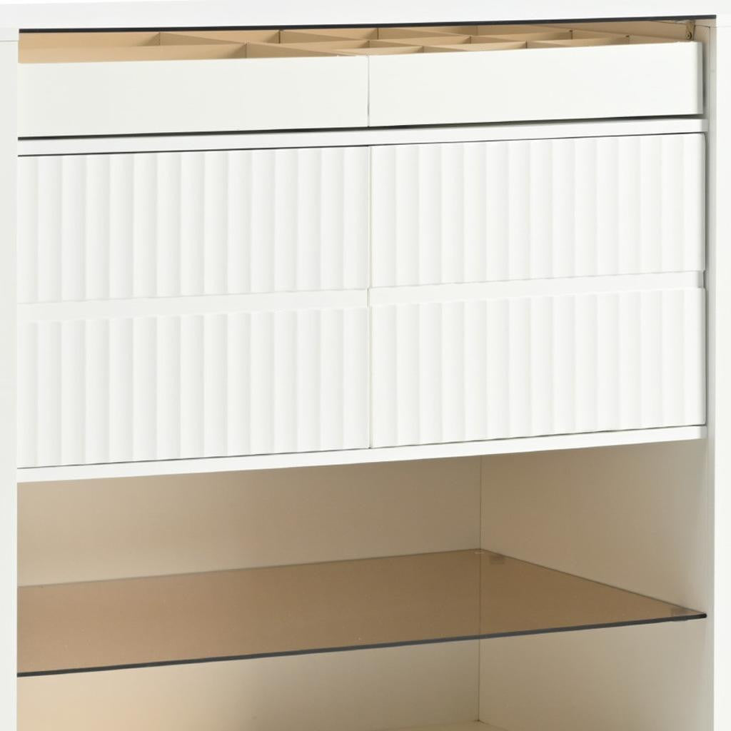 33" White Wood And Glass Six Drawer Island Vanity Dresser