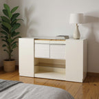 33" White Wood And Glass Six Drawer Island Vanity Dresser