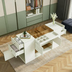 33" White Wood And Glass Six Drawer Island Vanity Dresser