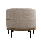 29" Beige Camel and Black Tufted Linen Solid and Manufactured Wood Barrel Chair