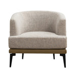 29" Beige Camel and Black Tufted Linen Solid and Manufactured Wood Barrel Chair