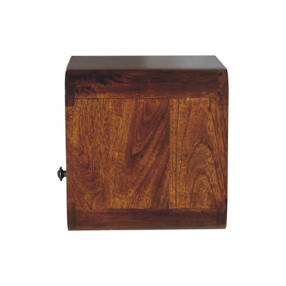12" Brown Solid Wood Square One Drawer Floating Nightstand