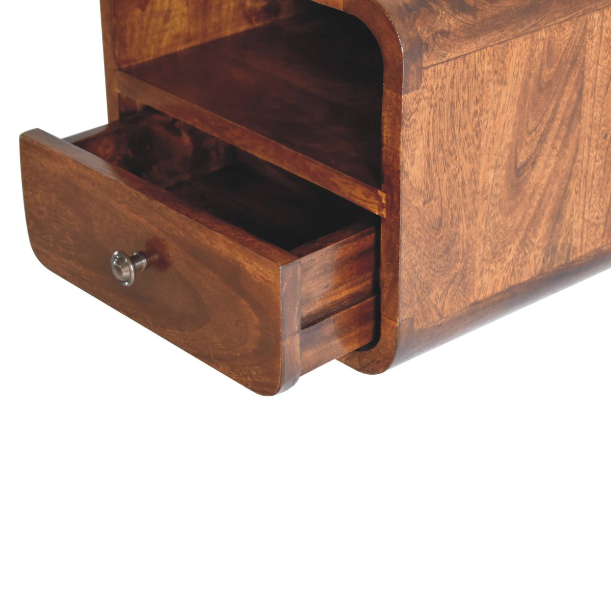 12" Brown Solid Wood Square One Drawer Floating Nightstand