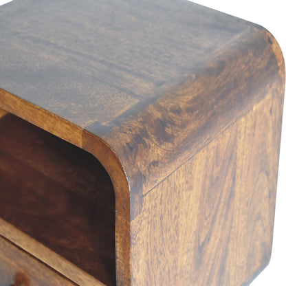 12" Brown Solid Wood Square One Drawer Floating Nightstand