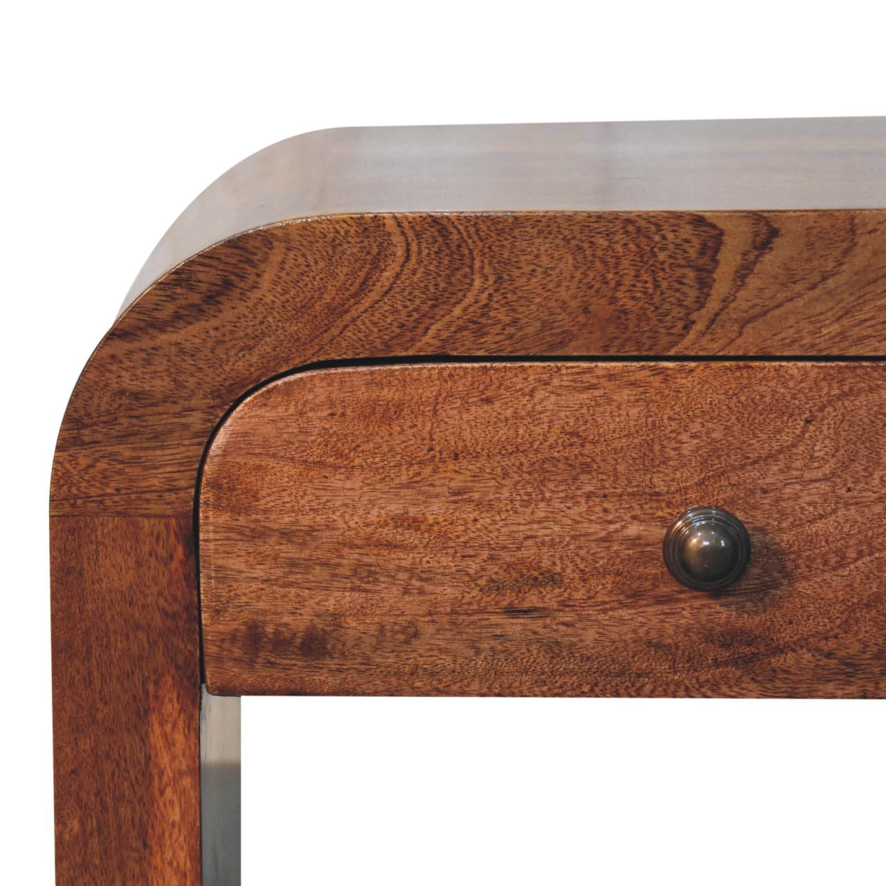 16" Brown Solid Wood One Drawer Arched Nightstand