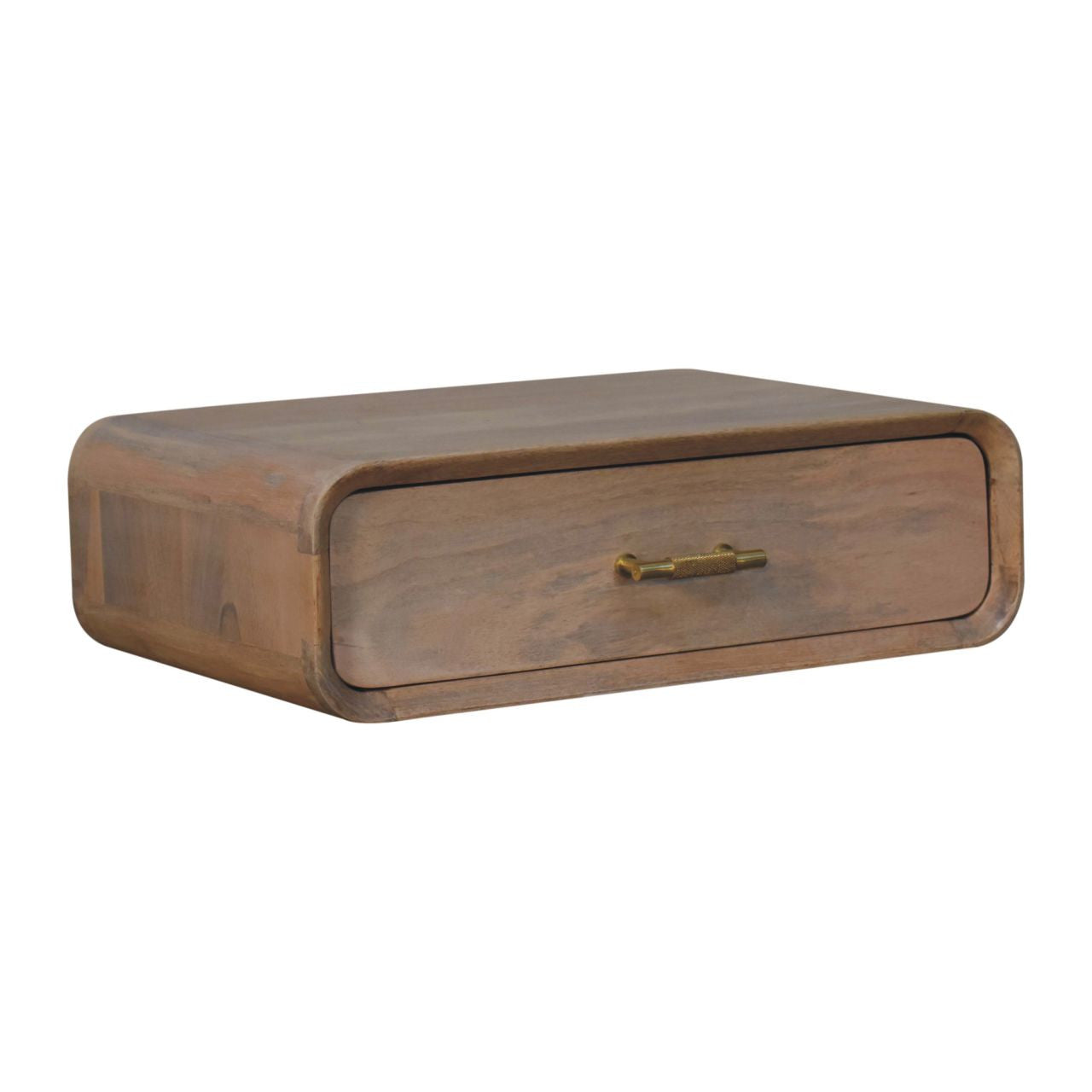 20" Brown Solid Wood One Drawer Floating Nightstand