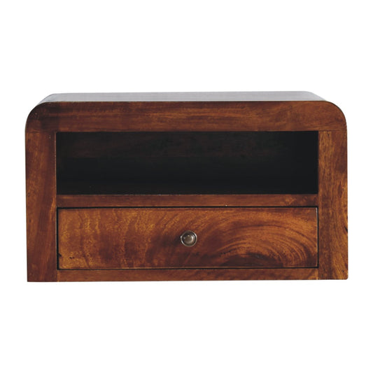 18" Chestnut Solid Wood One Drawer Floating Nightstand