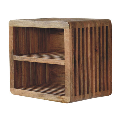 18" Brown Solid Wood Carved Geometric Floating Nightstand
