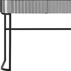 39" Silver And Black Mirrored Glass and Stainless Steel Two Drawer Vanity Table