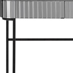 39" Silver And Black Mirrored Glass and Stainless Steel Two Drawer Vanity Table