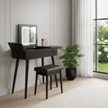 35" Black Wood Mirrored Vanity Table