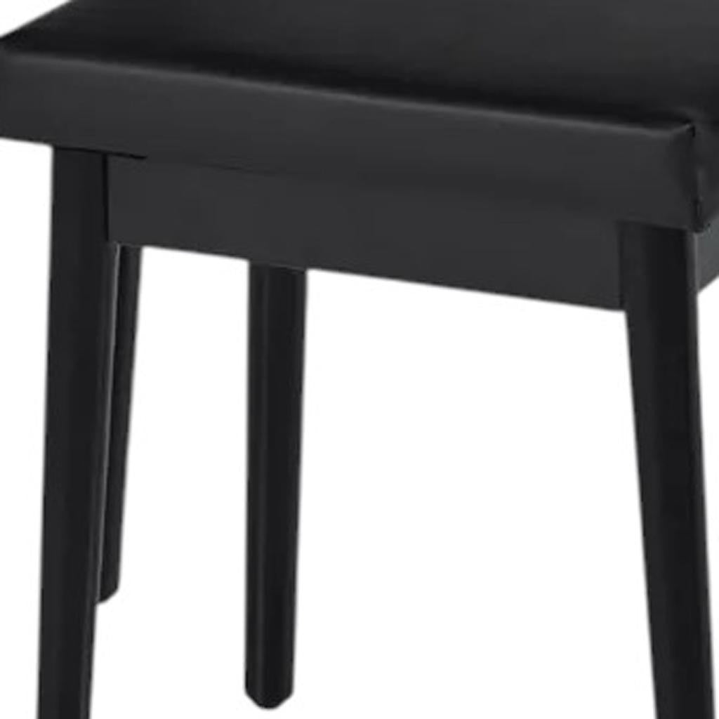 35" Black Wood Mirrored Vanity Table