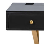 52" Black Wood Three Drawer Vanity Table