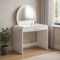 43" White Wood Mirrored Vanity Table With Mirror And Lights