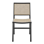 Natural and Black Solid Wood and Cane Partially Open Back Dining Side Chair