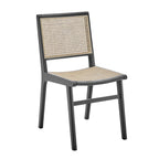 Natural and Black Solid Wood and Cane Partially Open Back Dining Side Chair