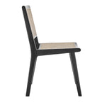 Natural and Black Solid Wood and Cane Partially Open Back Dining Side Chair