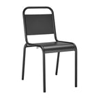 Set of Two Black Aluminum Outdoor Stacking Dining Chairs
