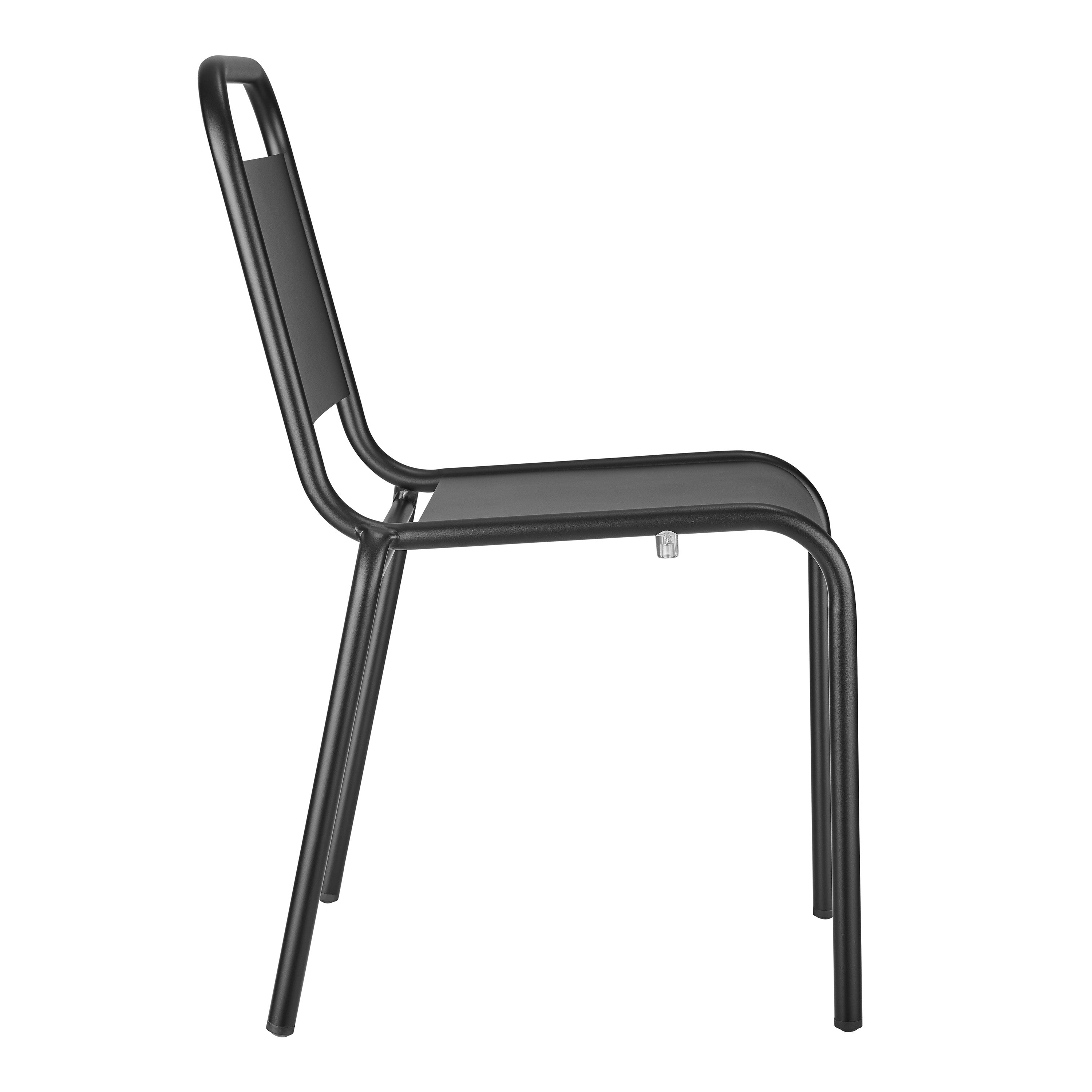 Set of Two Black Aluminum Outdoor Stacking Dining Chairs