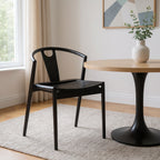 Black Solid Wood Open Back Dining Side Chair