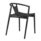 Black Solid Wood Open Back Dining Side Chair