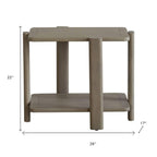 22" Natural Distressed Solid Wood End Table With Shelf