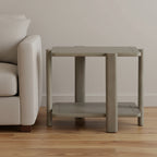 22" Natural Distressed Solid Wood End Table With Shelf