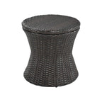 Five Piece Black and Beige Wicker Upholstered Cushions Two Person Seating Group With Table