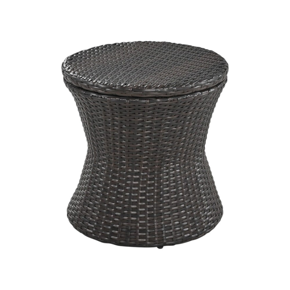 Five Piece Black and Beige Wicker Upholstered Cushions Two Person Seating Group With Table