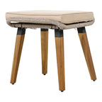 Five Piece Light Gray and Tan Wicker Upholstered Cushions Two Person Seating Group With Table