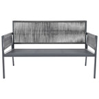 Four Piece Gray Metal Upholstered Cushions Sofa Seating Group With Table