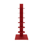 38" Red Metal Six Shelf Modern Tower Bookcase