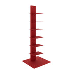 38" Red Metal Six Shelf Modern Tower Bookcase