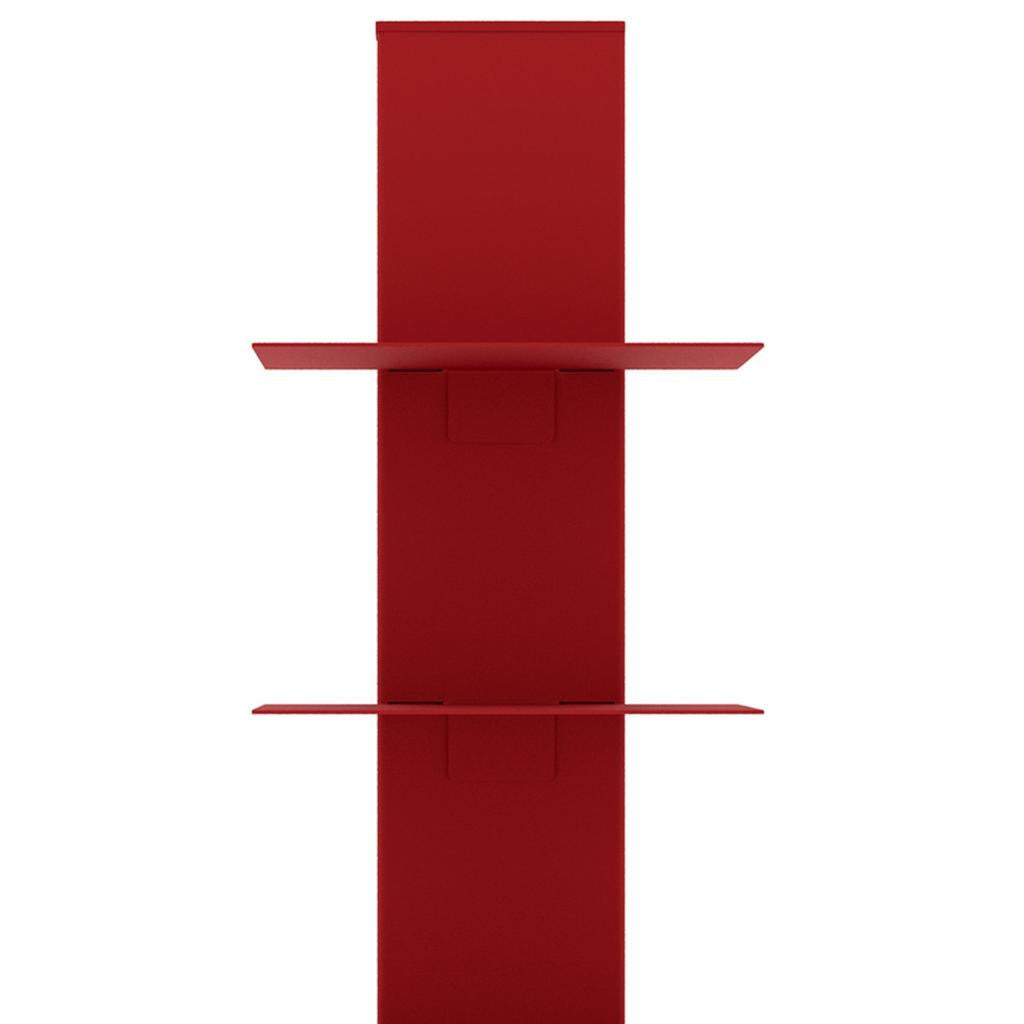 38" Red Metal Six Shelf Modern Tower Bookcase