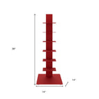 38" Red Metal Six Shelf Modern Tower Bookcase
