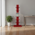 38" Red Metal Six Shelf Modern Tower Bookcase