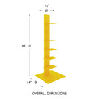 38" Yellow Metal Six Shelf Modern Tower Bookcase