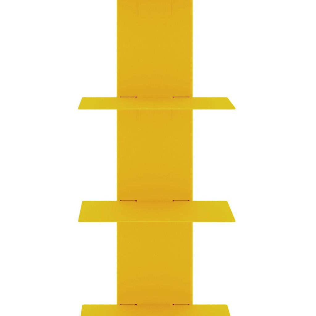 38" Yellow Metal Six Shelf Modern Tower Bookcase