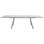 103" Clear and Silver Glass and Steel Extendable Dining Table
