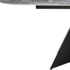 94" Gray and Black Faux Marble Ceramic and Steel Double Pedestal Base Dining Table