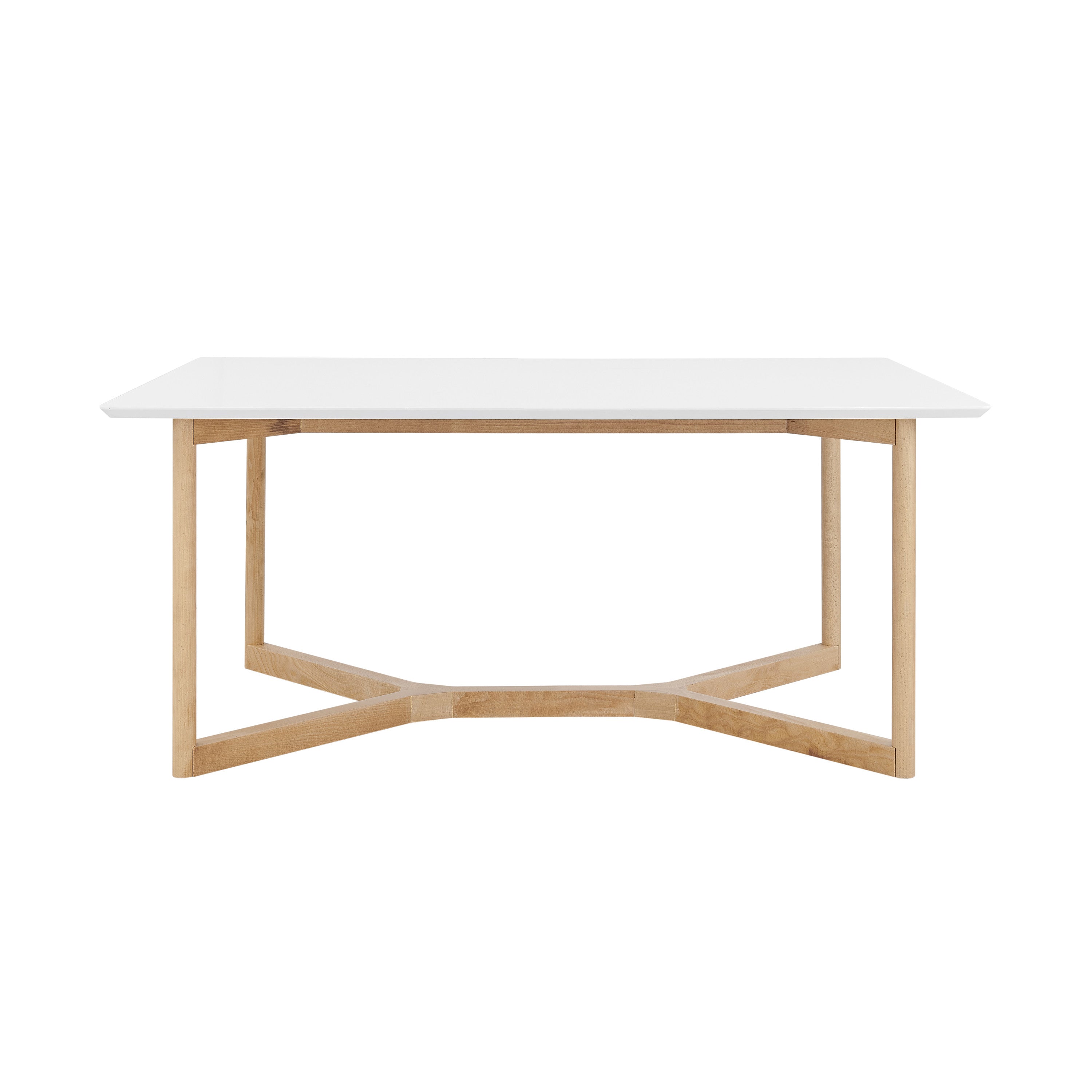 63" White and Natural Solid Wood Sled Base Dining Table