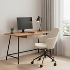 Beige Ivory and Black Adjustable Height Swivel Rolling Office Chair