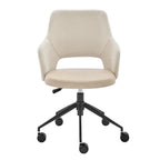Beige Ivory and Black Adjustable Height Swivel Rolling Office Chair