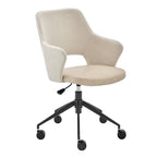Beige Ivory and Black Adjustable Height Swivel Rolling Office Chair