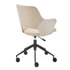 Beige Ivory and Black Adjustable Height Swivel Rolling Office Chair